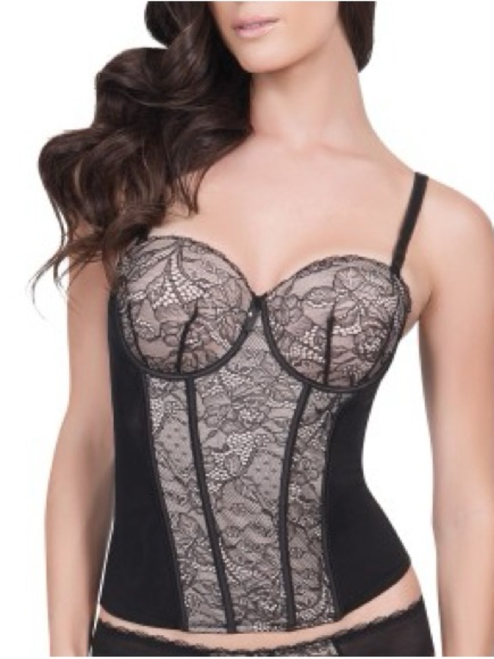 Adore Me Black Lined Bustier With Mesh
